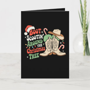 Carte Défilé de bottes autour du sapin de Noël Western