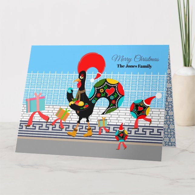 Carte Défilé portugais de cadeaux de coq et de Baubles (Devant)