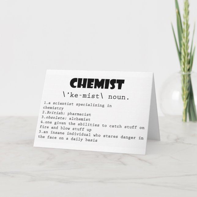 Carte Définition de chimiste (Devant)