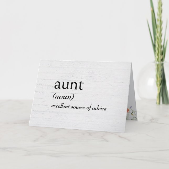 Carte Définition de dictionnaire pour AUNT (Devant)
