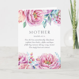 Carte Définition de la mère Fête des mères florales d'