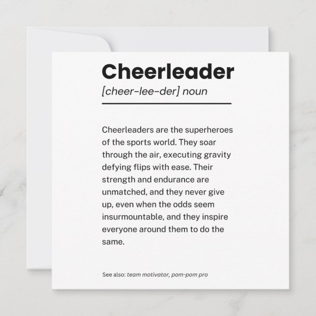 Carte Définition de pom-pom girl, Merci cheerleader (Devant)