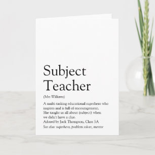 Carte Définition du meilleur professeur du monde