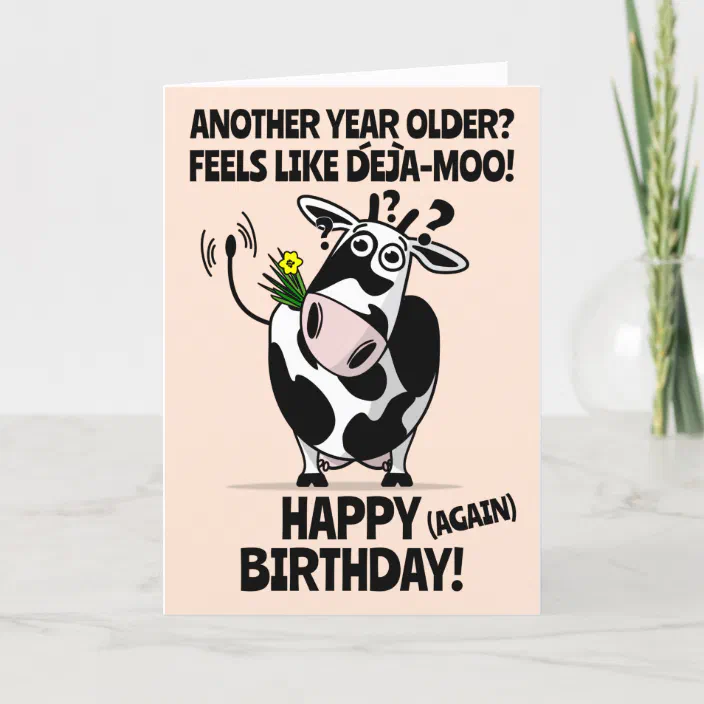 Carte Deja Moo Joli Anniversaire A La Vache Caricatura Zazzle Ca