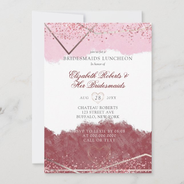 Carte Déjeuner des servantes Merlot et Blush Pink (Devant)