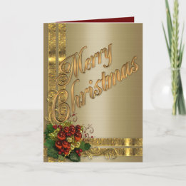 Carte d'élégance de Noël or et rouge victorien