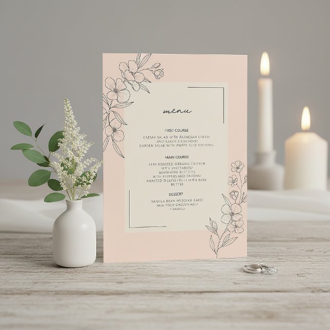 Carte Delicate Wildflower Wedding Ivory White ID1102 (Créateur téléchargé)