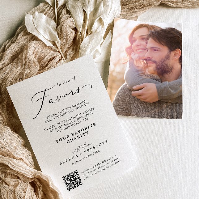 Carte Delicic noir et blanc en lieu et place de Fa (Delicate Black and White In Lieu Of Favors Card)