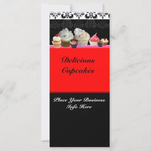 Carte DÉLICIEUX CUPCAKES DESERT SHOP, Rouge Orange Noir