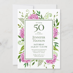Carte demande de 50e anniversaire aux hortensias r