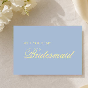 Carte Demande de Demoiselle d'Honneur Bleu Bébé et Jaune