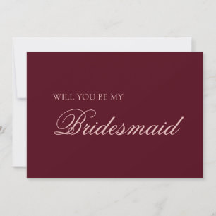Carte Demande de demoiselle d'honneur Marron & Rose Blus