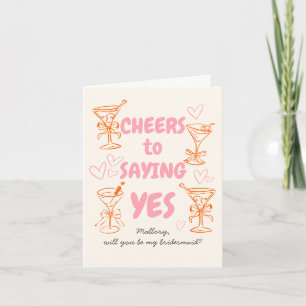 Carte Demande de demoiselle d'honneur Pink + Orange Say