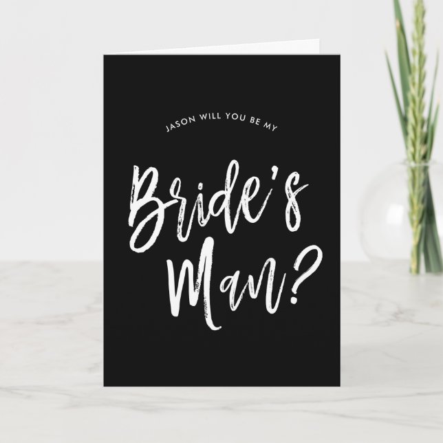 Carte Demande de garçon de la mariée | Écriture blanche  (Devant)