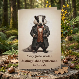 Carte Demande de témoin Gentleman Blaireau - Dark Academ