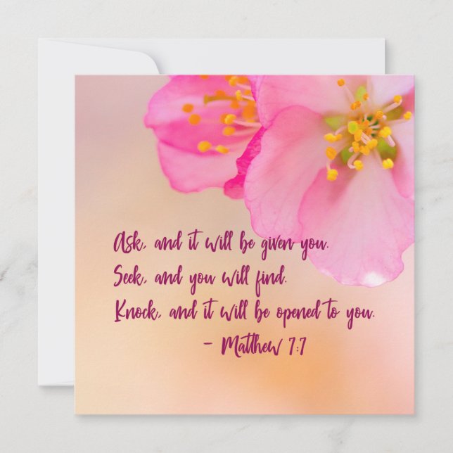 Carte Demandez, Et Ce Sera L'Inspiration Florale Chrétie (Devant)