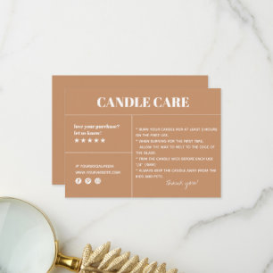 Carte d'emballage pour Merci de soins aux bougies