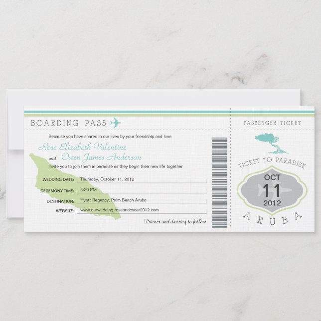 Carte d'embarquement au faire-part de mariage (Devant)