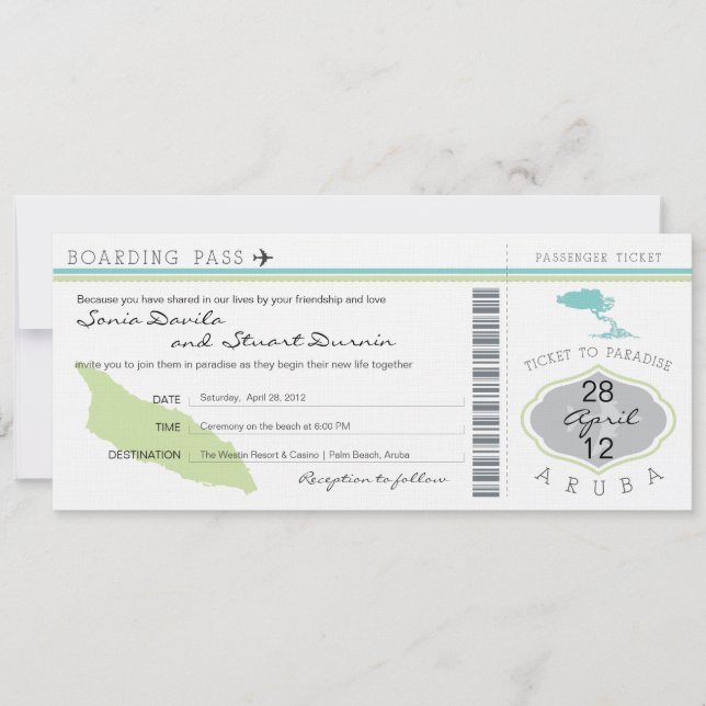 Carte d'embarquement au faire-part de mariage (Devant)
