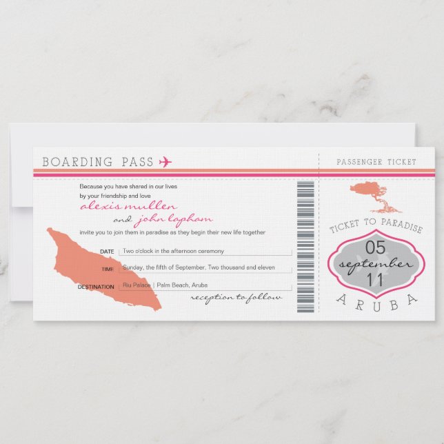 Carte d'embarquement au faire-part de mariage (Devant)