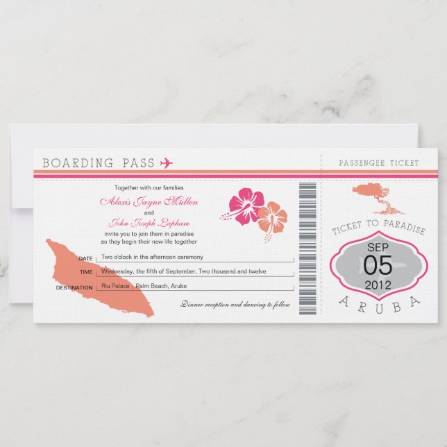 Carte d'embarquement au faire-part de mariage (Devant)