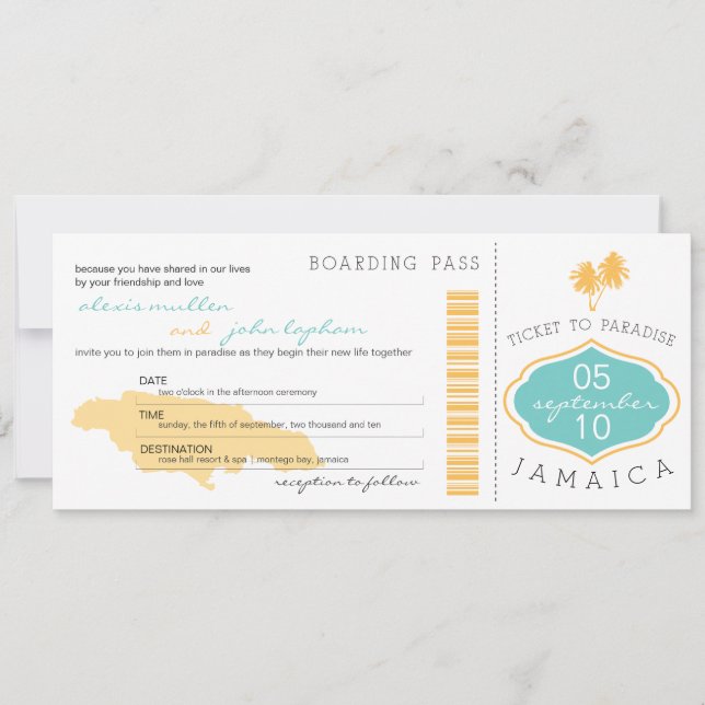 Carte d'embarquement au faire-part de mariage de (Devant)