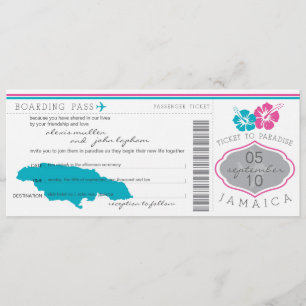 Carte d'embarquement au faire-part de mariage de