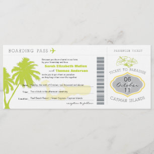 Carte d'embarquement au faire-part de mariage des