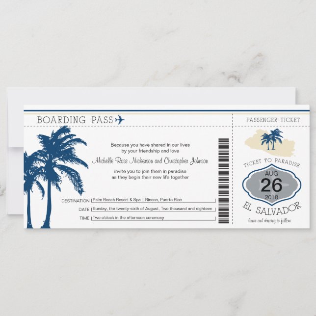 Carte d'embarquement au mariage du Salvador (Devant)