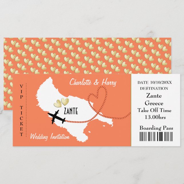 Carte d'embarquement Avion pour le Mariage grec Za (Devant / Derrière)