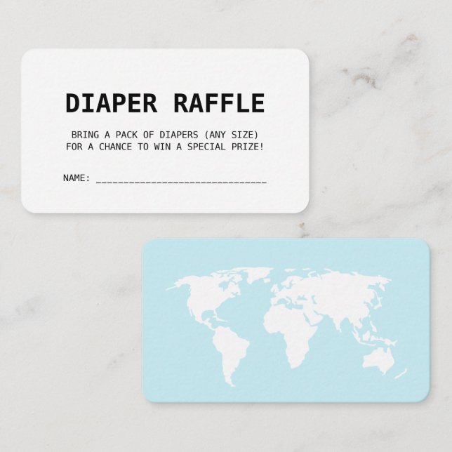 Carte d'embarquement Baby Blue Diaper Raffle (Devant / Derrière)