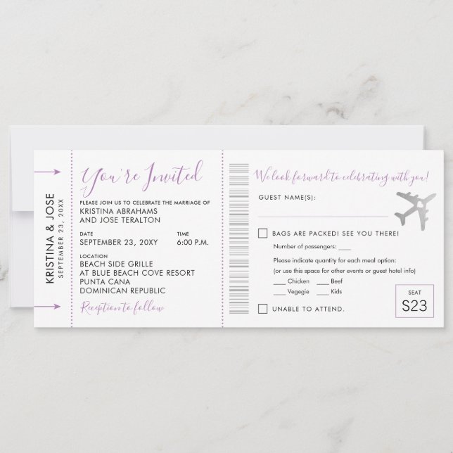 Carte d'embarquement Billet Tout-en-un Invitation  (Devant)
