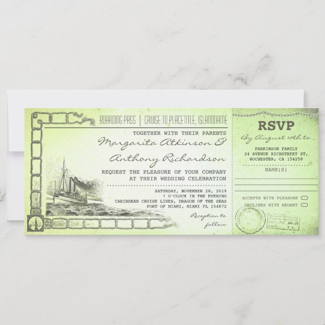 carte d'embarquement billets d'invitations de mari (Devant)