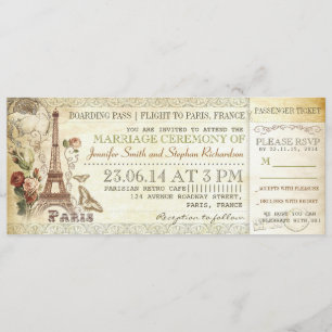 carte d'embarquement Billets mariages à PARIS