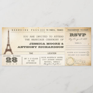 carte d'embarquement Billets mariages- invitations
