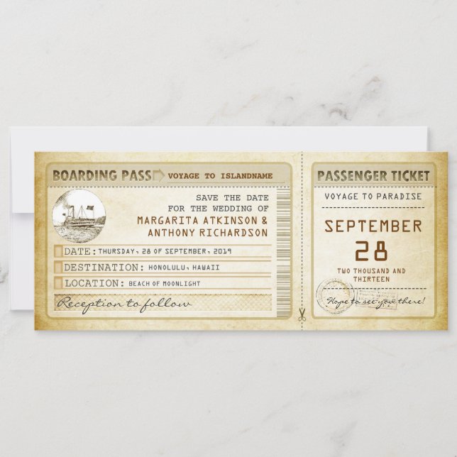 carte d'embarquement billets save the date avec ba (Devant)