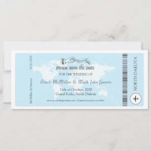 Carte d'embarquement bleu clair Enregistrer la dat