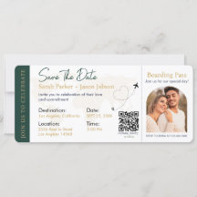 Carte d'embarquement Code QR de mariage de destina