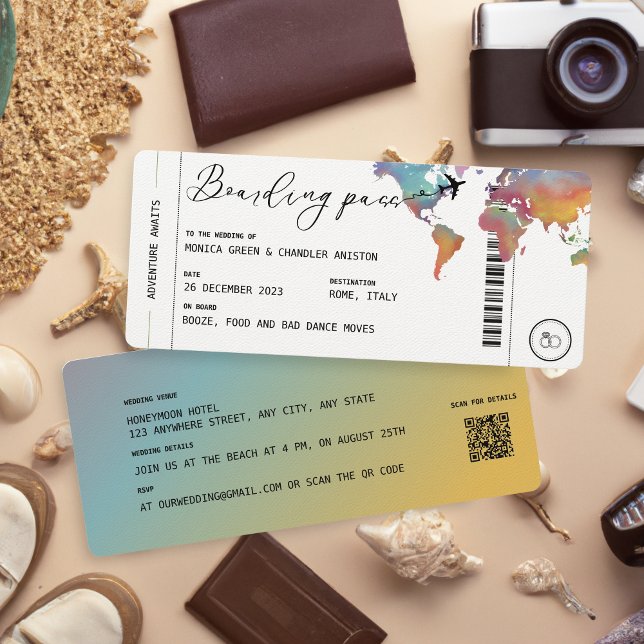 Carte d'embarquement Code QR de mariage de destina (Créateur téléchargé)