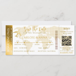 Carte d'embarquement Code QR de mariage de destina
