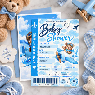 Carte d'embarquement d'avion Ourson Fête de bébé g