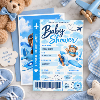 Carte d'embarquement d'avion Ourson Fête de bébé g