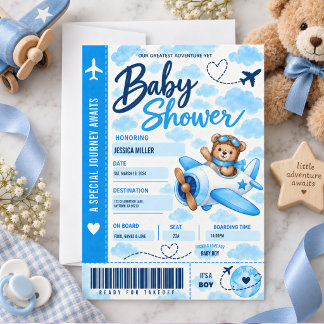 Carte d'embarquement d'avion Ourson Fête de bébé g