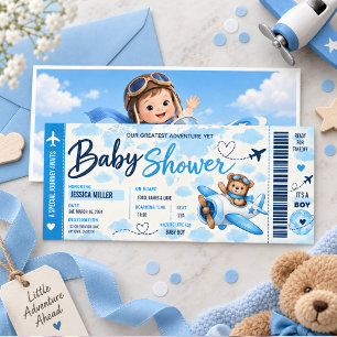 Carte d'embarquement d'avion Ourson Fête de bébé g