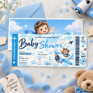 Carte d'embarquement d'avion Ourson Fête de bébé g