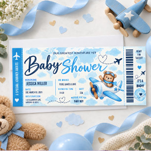 Carte d'embarquement d'avion Ourson Fête de bébé g