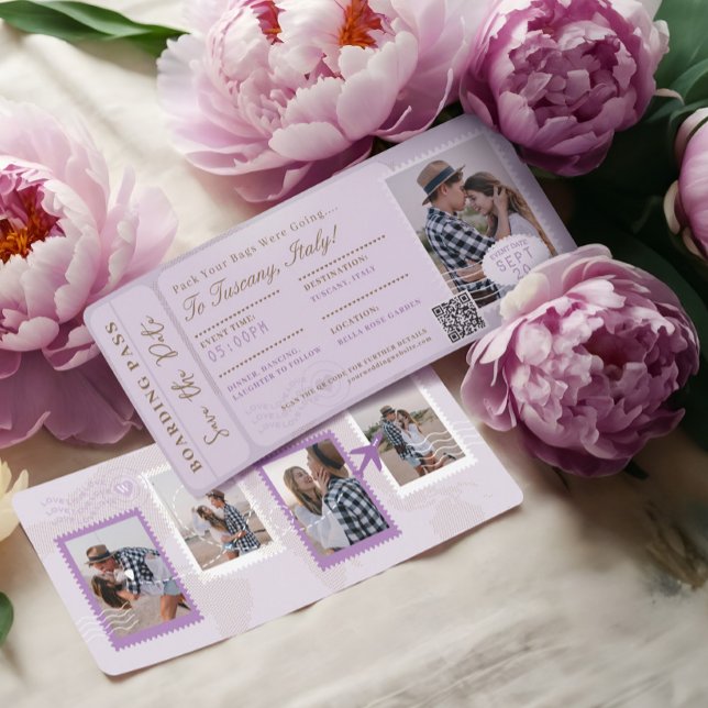 Carte d'embarquement de destination Billet d'avion (Destination Wedding Boarding Pass Plane Ticket Invitation)