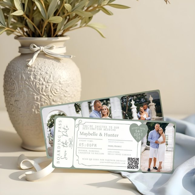 Carte d'embarquement de destination Billet d'avion (Destination Wedding Boarding Pass Plane Ticket Invitation)