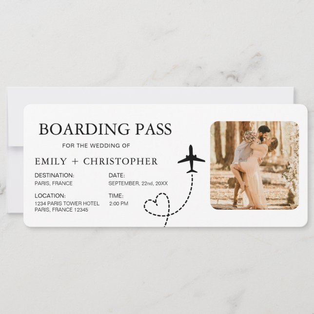 Carte d'embarquement de destination Billet d'avion (Devant)