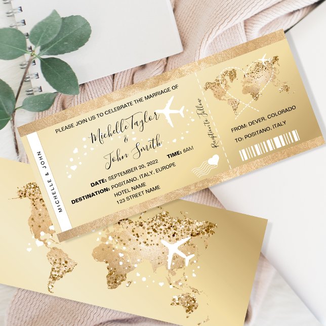 Carte d'embarquement de destination Billet d'or Pl (Créateur téléchargé)